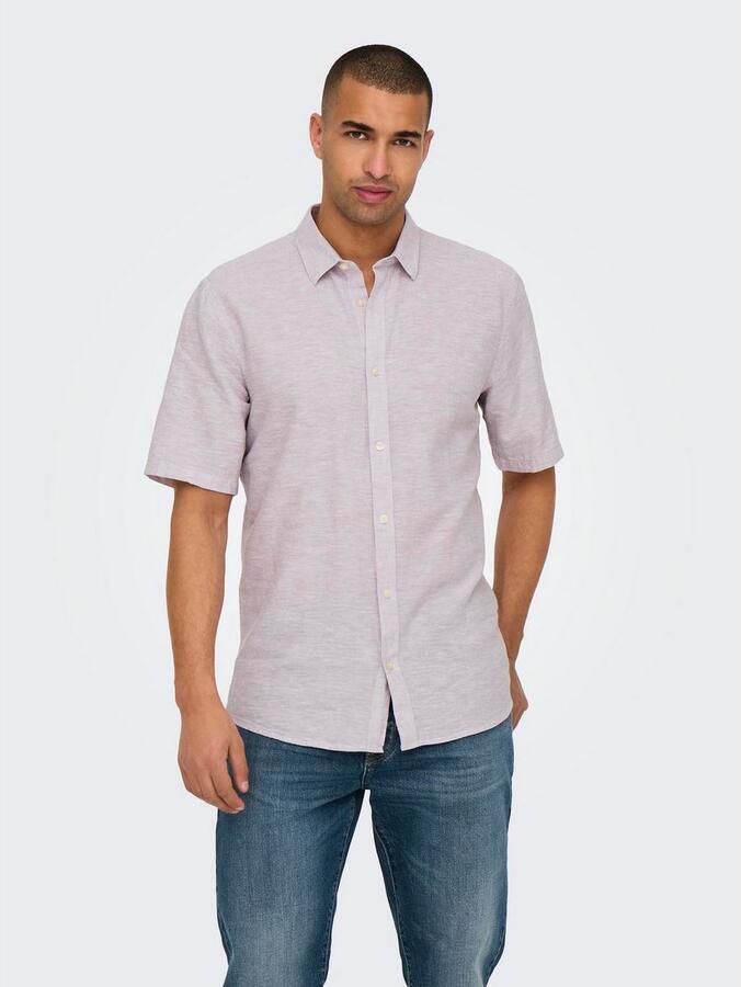 ONLY & SONS Overhemd met korte mouwen ONSCAIDEN SS SOLID LINEN SHIRT NOOS - Foto 9