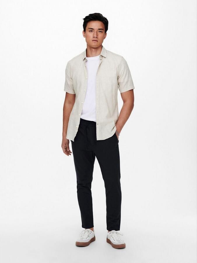 ONLY & SONS Overhemd met korte mouwen ONSCAIDEN SS SOLID LINEN SHIRT NOOS - Foto 3