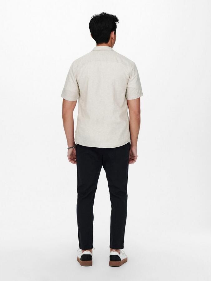 ONLY & SONS Overhemd met korte mouwen ONSCAIDEN SS SOLID LINEN SHIRT NOOS - Foto 4