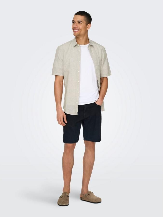ONLY & SONS Overhemd met korte mouwen ONSCAIDEN SS SOLID LINEN SHIRT NOOS - Foto 6