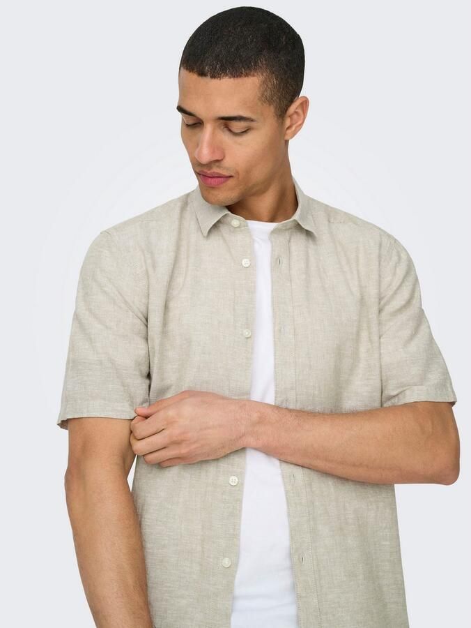 ONLY & SONS Overhemd met korte mouwen ONSCAIDEN SS SOLID LINEN SHIRT NOOS - Foto 8