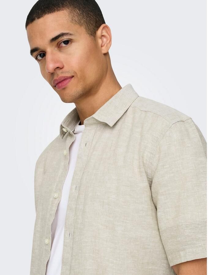 ONLY & SONS Overhemd met korte mouwen ONSCAIDEN SS SOLID LINEN SHIRT NOOS - Foto 2