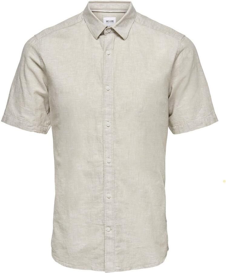 ONLY & SONS Overhemd met korte mouwen ONSCAIDEN SS SOLID LINEN SHIRT NOOS