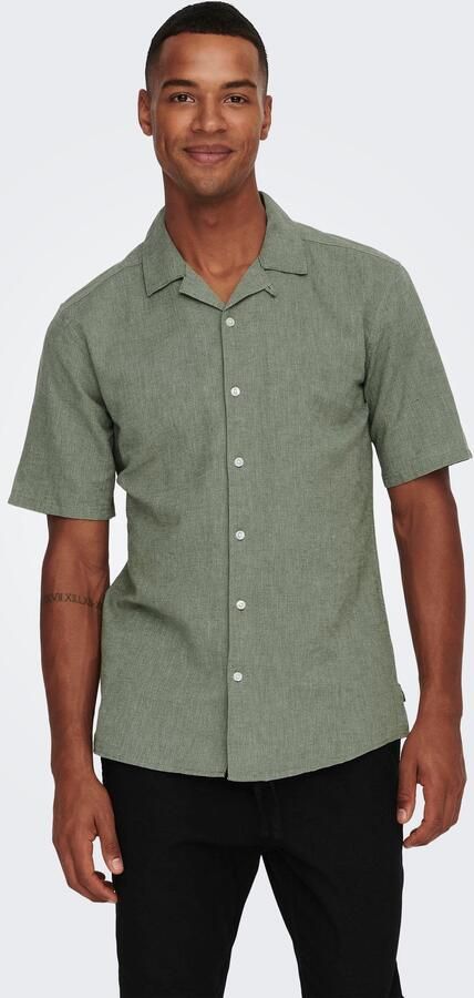 ONLY & SONS Overhemd met korte mouwen ONSCAIDEN SS SOLID RESORT LINEN NOOS - Foto 9