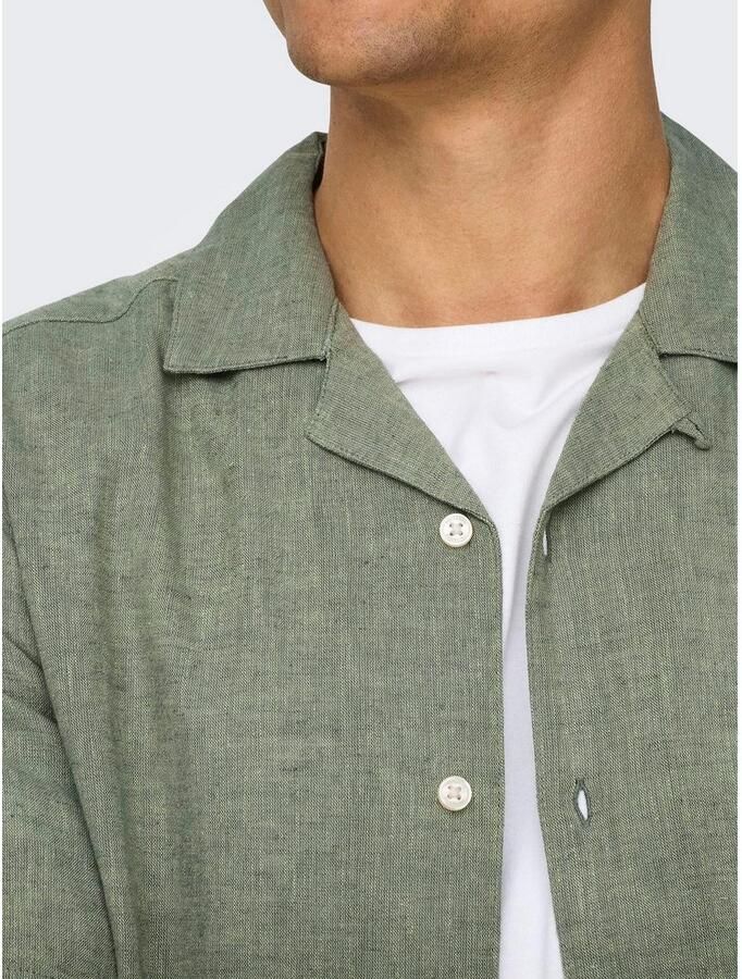 ONLY & SONS Overhemd met korte mouwen ONSCAIDEN SS SOLID RESORT LINEN NOOS - Foto 2