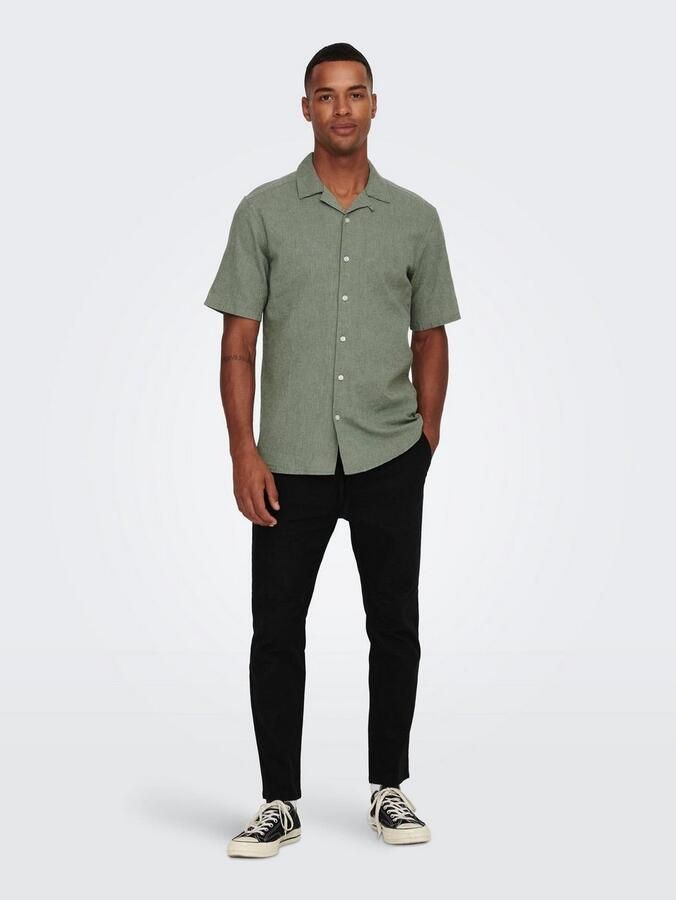 ONLY & SONS Overhemd met korte mouwen ONSCAIDEN SS SOLID RESORT LINEN NOOS - Foto 4