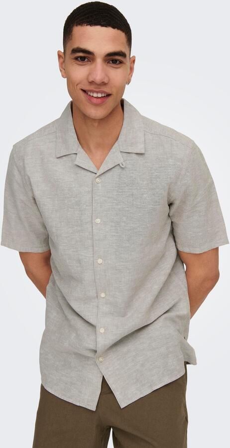 ONLY & SONS Overhemd met korte mouwen ONSCAIDEN SS SOLID RESORT LINEN NOOS - Foto 12