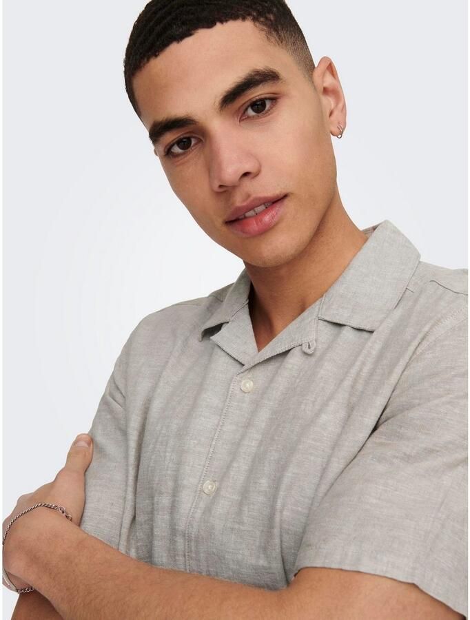 ONLY & SONS Overhemd met korte mouwen ONSCAIDEN SS SOLID RESORT LINEN NOOS - Foto 3