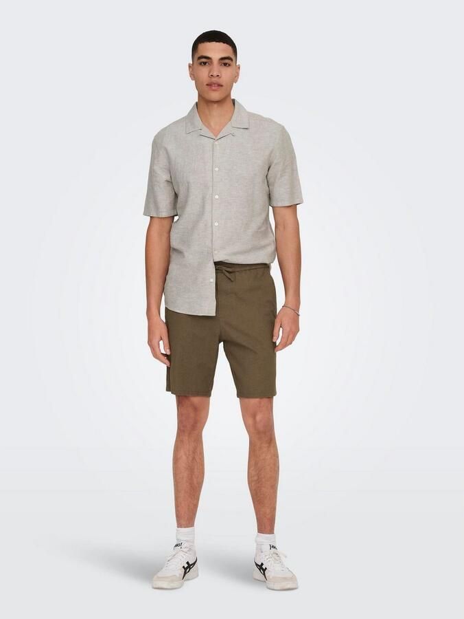 ONLY & SONS Overhemd met korte mouwen ONSCAIDEN SS SOLID RESORT LINEN NOOS - Foto 6