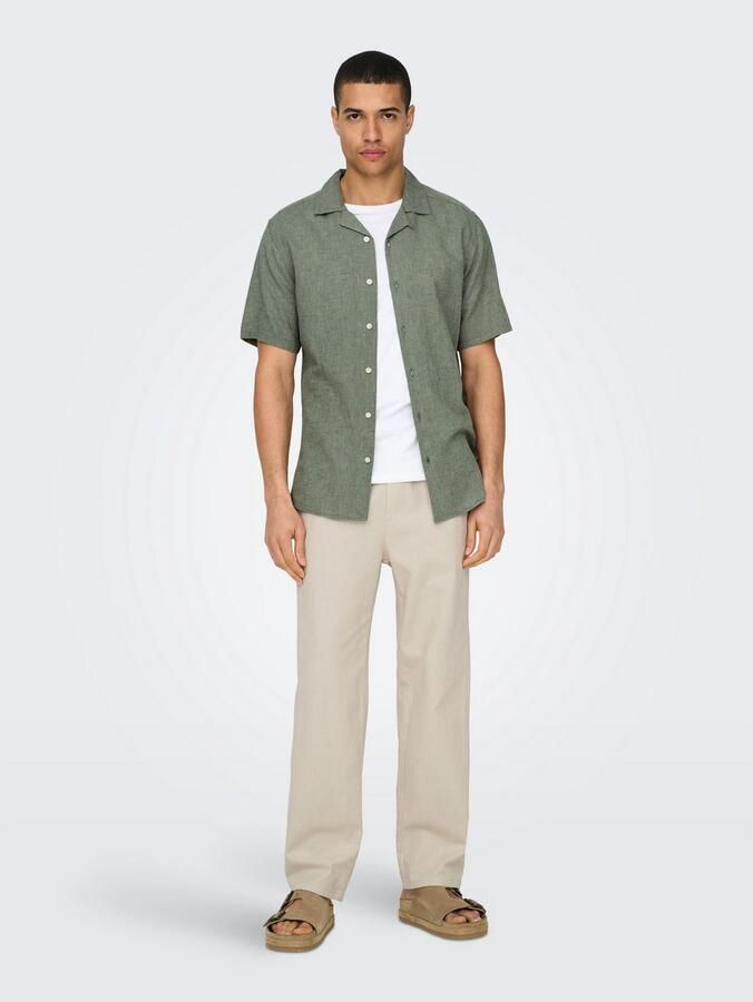 ONLY & SONS Overhemd met korte mouwen ONSCAIDEN SS SOLID RESORT LINEN NOOS - Foto 5