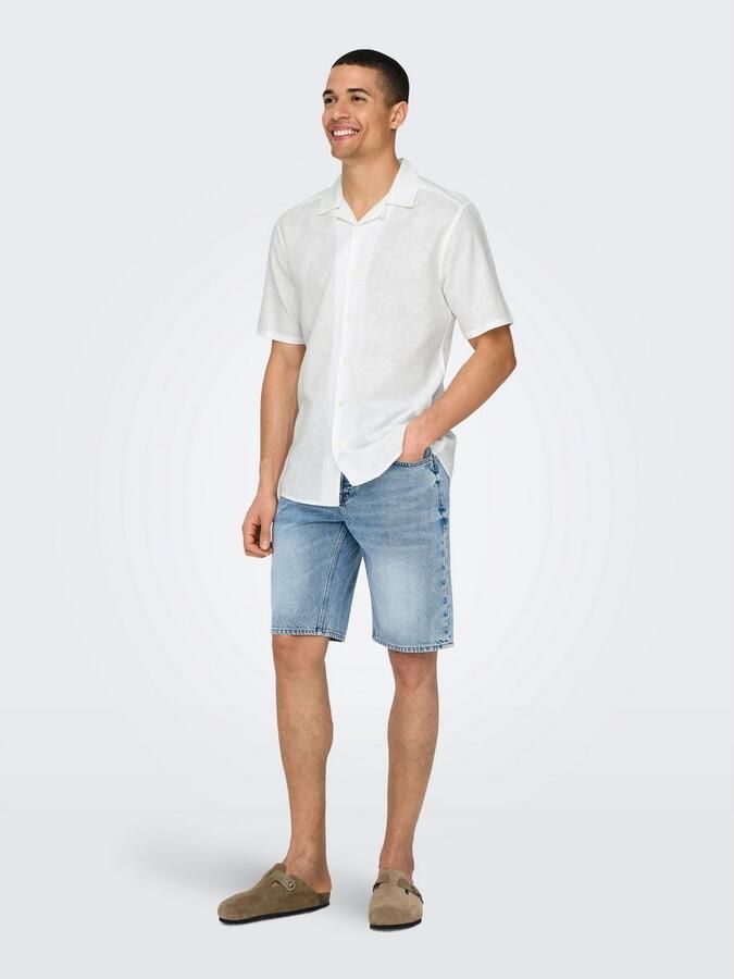 ONLY & SONS Overhemd met korte mouwen ONSCAIDEN SS SOLID RESORT LINEN NOOS - Foto 10