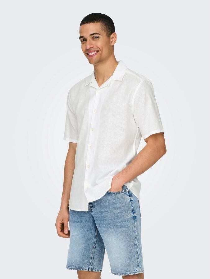 ONLY & SONS Overhemd met korte mouwen ONSCAIDEN SS SOLID RESORT LINEN NOOS - Foto 9