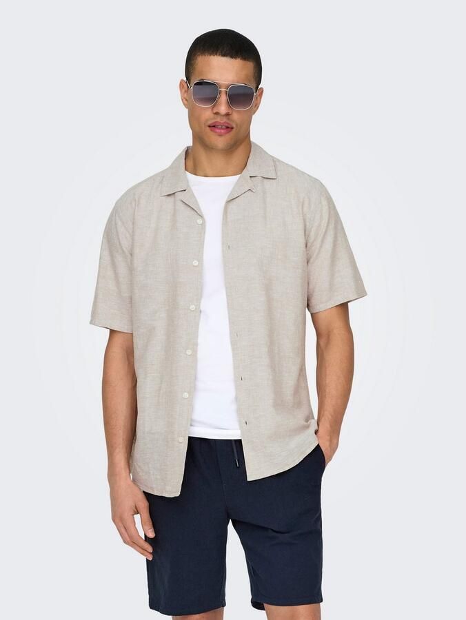 ONLY & SONS Overhemd met korte mouwen ONSCAIDEN SS SOLID RESORT LINEN NOOS - Foto 7