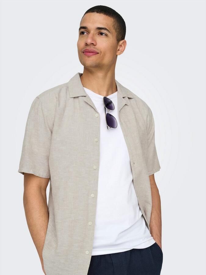 ONLY & SONS Overhemd met korte mouwen ONSCAIDEN SS SOLID RESORT LINEN NOOS - Foto 11