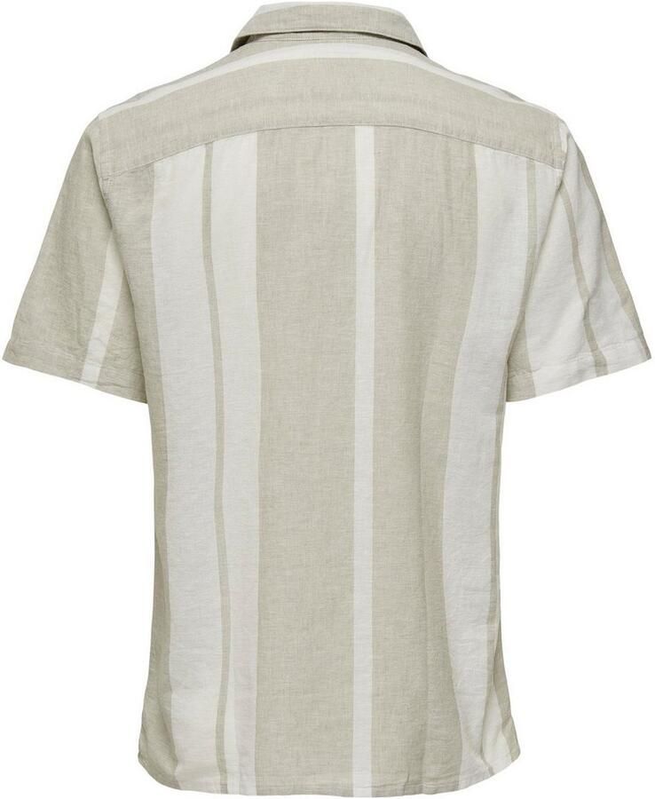 ONLY & SONS Overhemd met korte mouwen ONSCAIDEN SS STRIPE LINEN RESORT NOOS - Foto 3