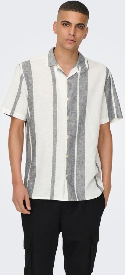ONLY & SONS Overhemd met korte mouwen ONSCAIDEN SS STRIPE LINEN RESORT NOOS - Foto 12
