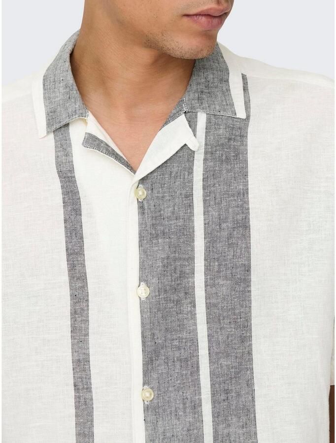 ONLY & SONS Overhemd met korte mouwen ONSCAIDEN SS STRIPE LINEN RESORT NOOS - Foto 4