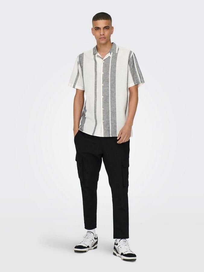 ONLY & SONS Overhemd met korte mouwen ONSCAIDEN SS STRIPE LINEN RESORT NOOS - Foto 6