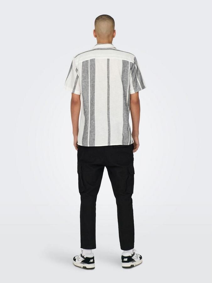 ONLY & SONS Overhemd met korte mouwen ONSCAIDEN SS STRIPE LINEN RESORT NOOS - Foto 7