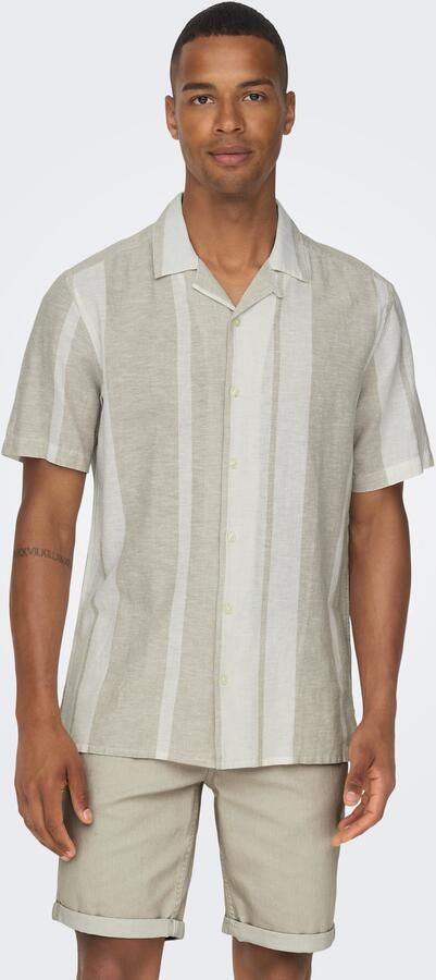 ONLY & SONS Overhemd met korte mouwen ONSCAIDEN SS STRIPE LINEN RESORT NOOS - Foto 8