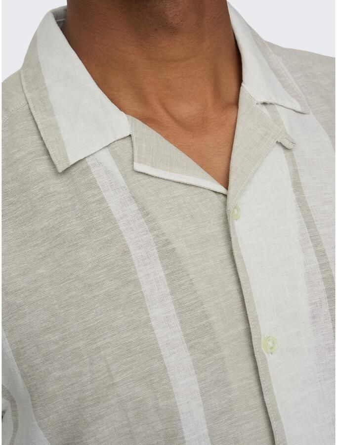 ONLY & SONS Overhemd met korte mouwen ONSCAIDEN SS STRIPE LINEN RESORT NOOS - Foto 4