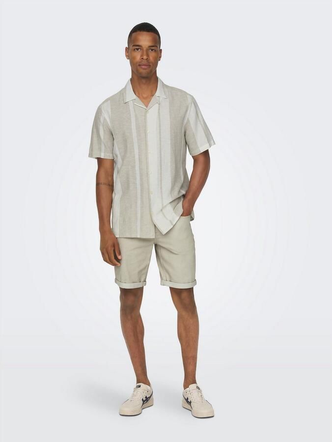 ONLY & SONS Overhemd met korte mouwen ONSCAIDEN SS STRIPE LINEN RESORT NOOS - Foto 7