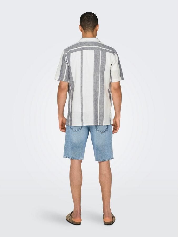 ONLY & SONS Overhemd met korte mouwen ONSCAIDEN SS STRIPE LINEN RESORT NOOS - Foto 8