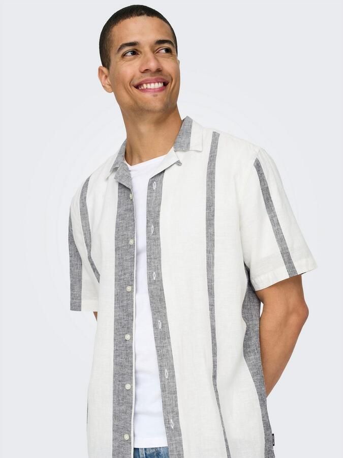 ONLY & SONS Overhemd met korte mouwen ONSCAIDEN SS STRIPE LINEN RESORT NOOS - Foto 11
