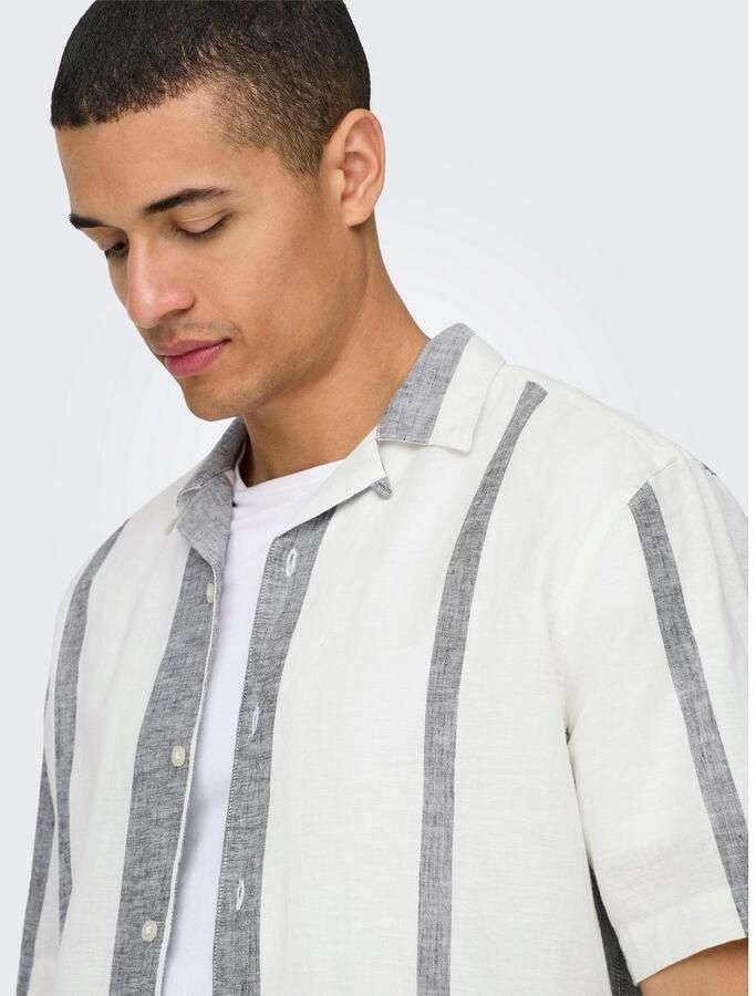 ONLY & SONS Overhemd met korte mouwen ONSCAIDEN SS STRIPE LINEN RESORT NOOS - Foto 3
