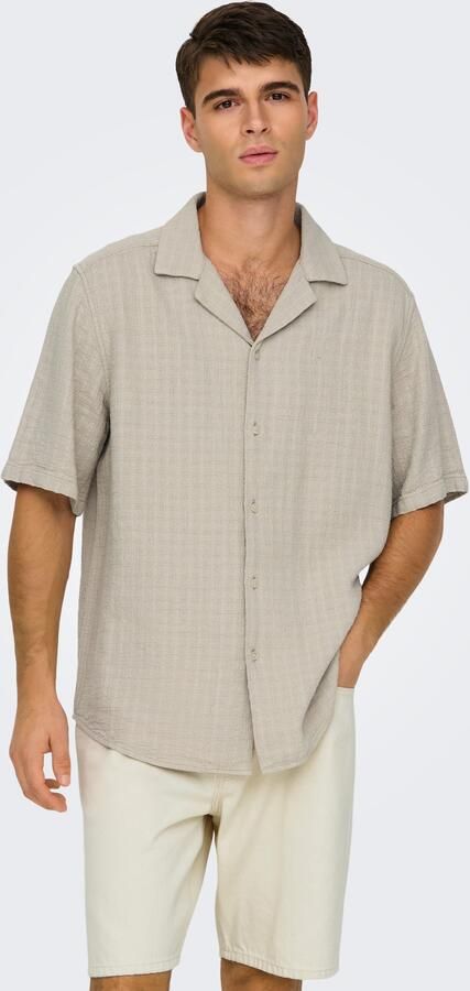ONLY & SONS Overhemd met korte mouwen ONSLATHAM RLXSS RESORT LINEN STRUC 0257 - Foto 6