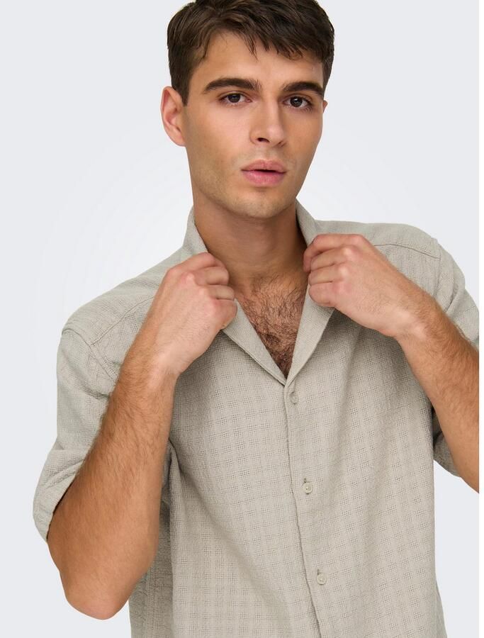 ONLY & SONS Overhemd met korte mouwen ONSLATHAM RLXSS RESORT LINEN STRUC 0257 - Foto 2