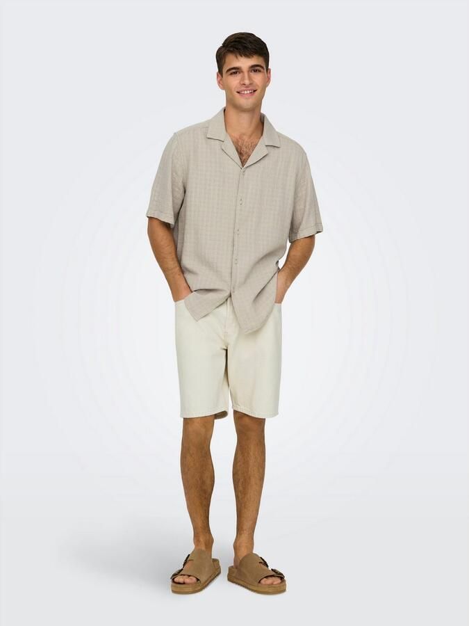 ONLY & SONS Overhemd met korte mouwen ONSLATHAM RLXSS RESORT LINEN STRUC 0257 - Foto 5
