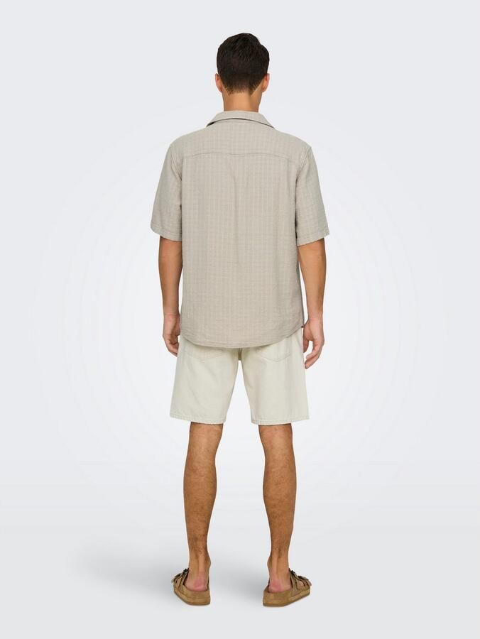 ONLY & SONS Overhemd met korte mouwen ONSLATHAM RLXSS RESORT LINEN STRUC 0257 - Foto 4