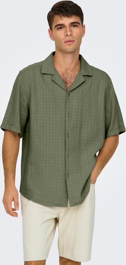 ONLY & SONS Overhemd met korte mouwen ONSLATHAM RLXSS RESORT LINEN STRUC 0257 - Foto 2