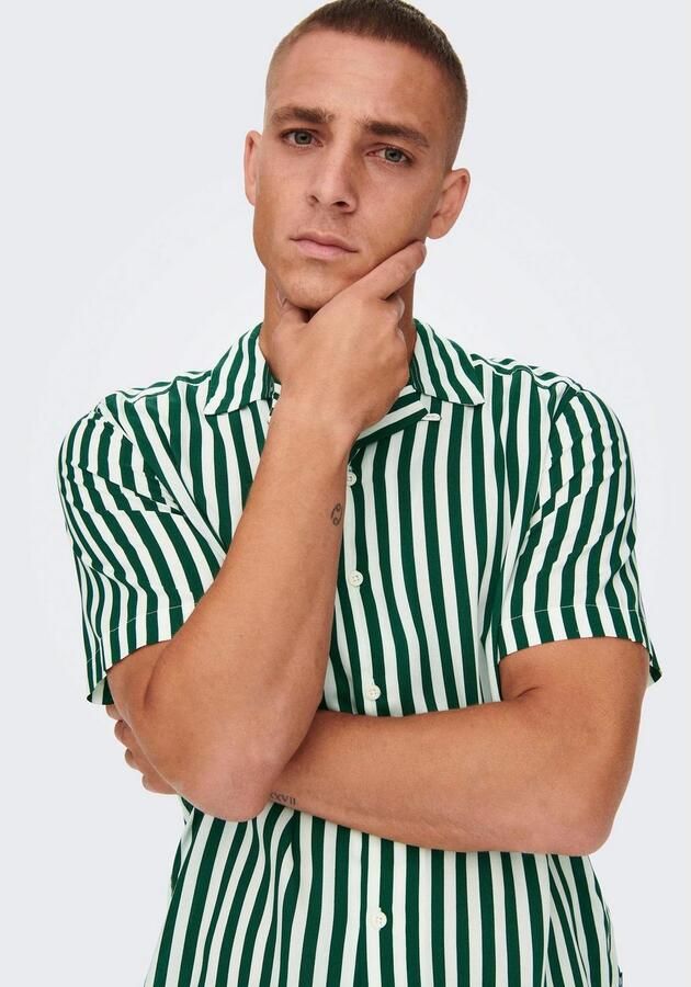 Only & Sons Vrijetijdsoverhemd van viscose met reverskraag model 'WAYNE' - Foto 4