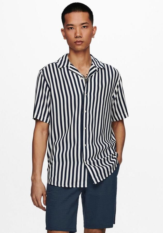 Only & Sons Vrijetijdsoverhemd van viscose met reverskraag model 'WAYNE' - Foto 5