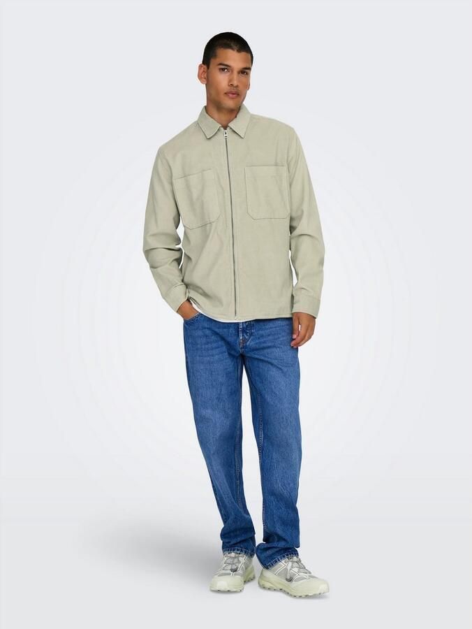 ONLY & SONS Overhemd met lange mouwen ONSALP 14W RLX 2PKT WASHD CORD LS ZIP - Foto 3