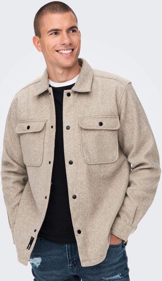 ONLY & SONS Overhemd met lange mouwen ONSASH OVR WOOLEN LOOK PKT LS SHIRT NOOS - Foto 6