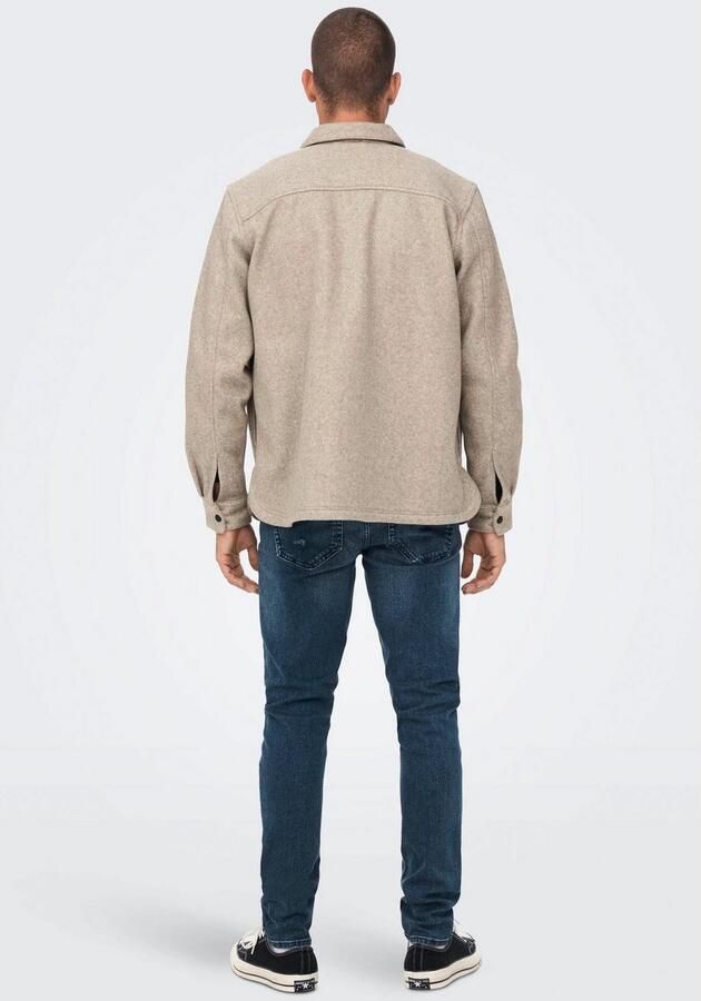 ONLY & SONS Overhemd met lange mouwen ONSASH OVR WOOLEN LOOK PKT LS SHIRT NOOS - Foto 4