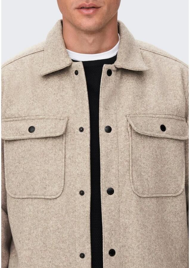 ONLY & SONS Overhemd met lange mouwen ONSASH OVR WOOLEN LOOK PKT LS SHIRT NOOS - Foto 2