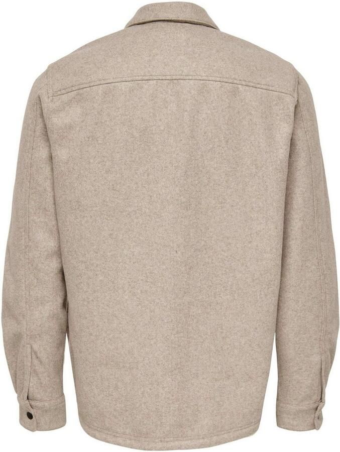 ONLY & SONS Overhemd met lange mouwen ONSASH OVR WOOLEN LOOK PKT LS SHIRT NOOS