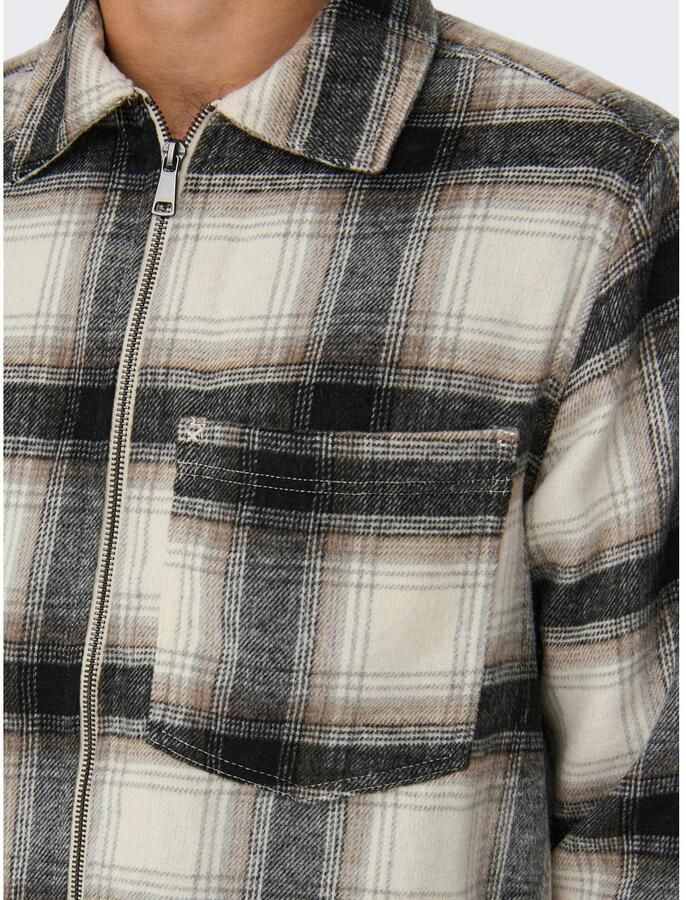 ONLY & SONS Overhemd met lange mouwen ONSAUSTIN WOOL ZIP OVERSHIRT
