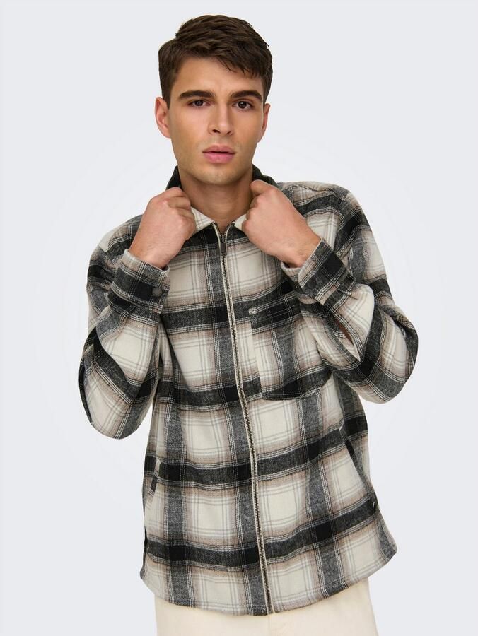 ONLY & SONS Overhemd met lange mouwen ONSAUSTIN WOOL ZIP OVERSHIRT - Foto 3