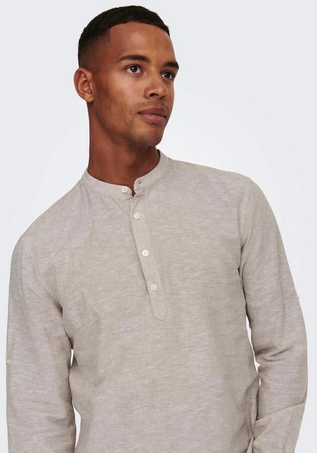 ONLY & SONS Overhemd met lange mouwen ONSCAIDEN LS HALFPLACKT LINEN SHIRT - Foto 4