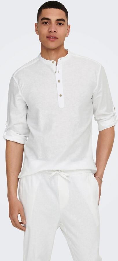 ONLY & SONS Overhemd met lange mouwen ONSCAIDEN LS HALFPLACKT LINEN SHIRT - Foto 7