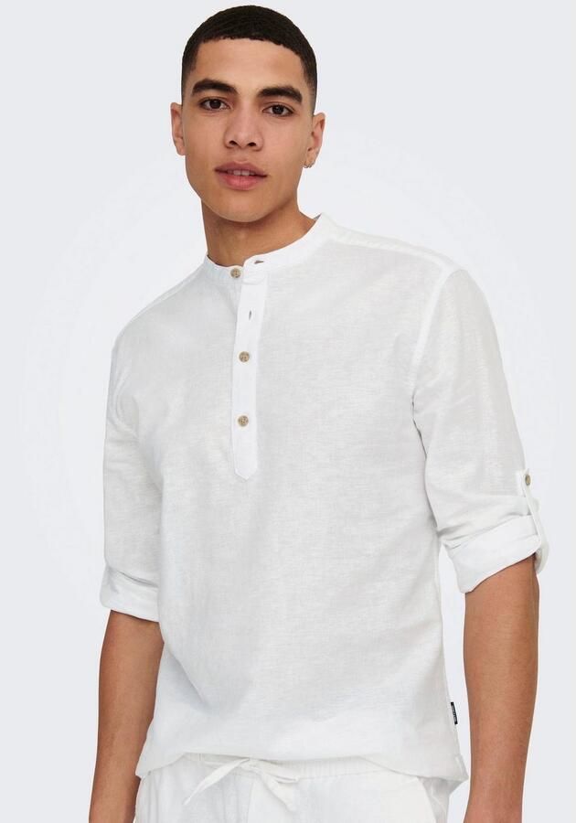 ONLY & SONS Overhemd met lange mouwen ONSCAIDEN LS HALFPLACKT LINEN SHIRT - Foto 3