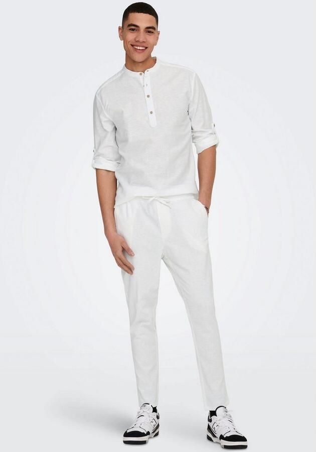 ONLY & SONS Overhemd met lange mouwen ONSCAIDEN LS HALFPLACKT LINEN SHIRT - Foto 5