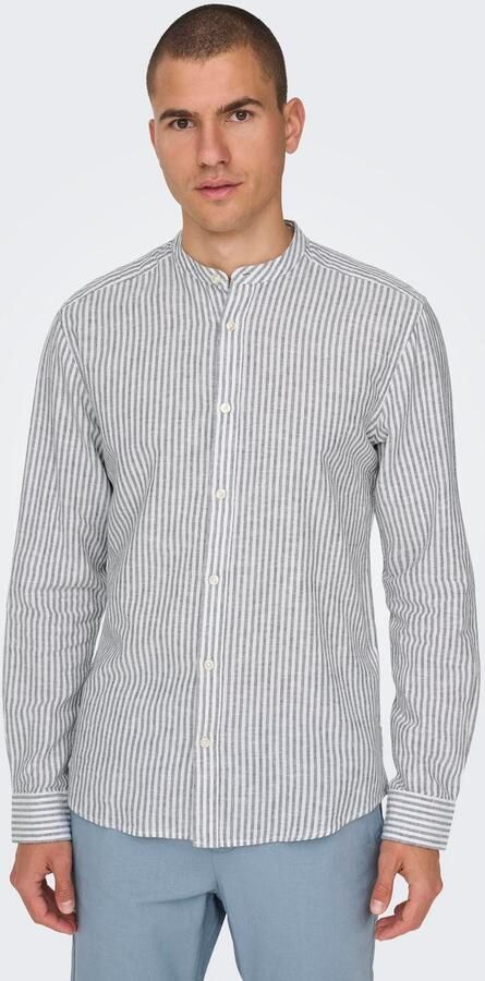 ONLY & SONS Overhemd met lange mouwen ONSCAIDEN LS MAO STRIPE LINEN SHIRT NOOS - Foto 6