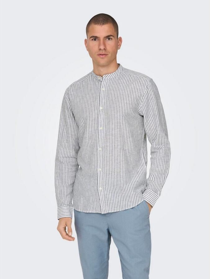ONLY & SONS Overhemd met lange mouwen ONSCAIDEN LS MAO STRIPE LINEN SHIRT NOOS - Foto 3