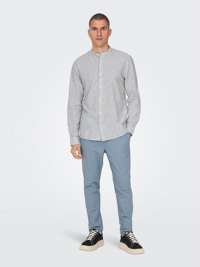 ONLY & SONS Overhemd met lange mouwen ONSCAIDEN LS MAO STRIPE LINEN SHIRT NOOS - Foto 4